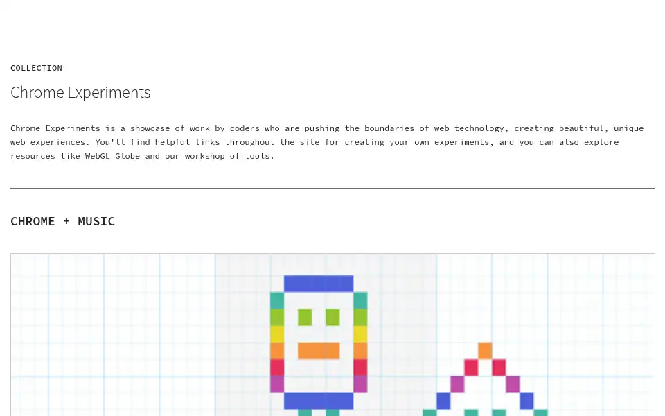 Screenshot of chromeexperiments.com