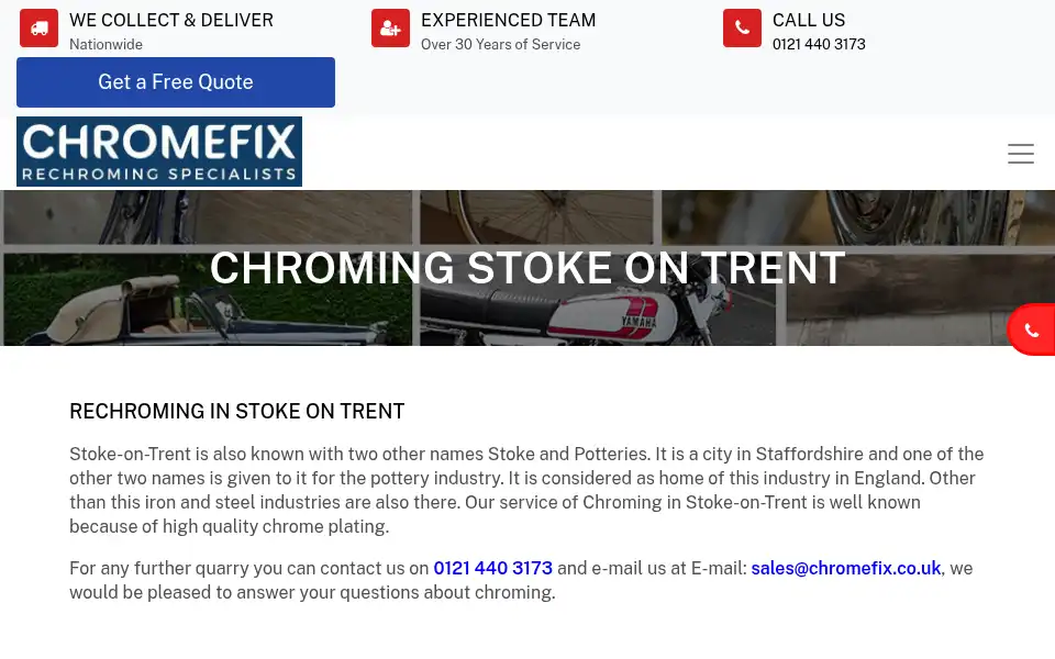 Screenshot of chromefix.co.uk