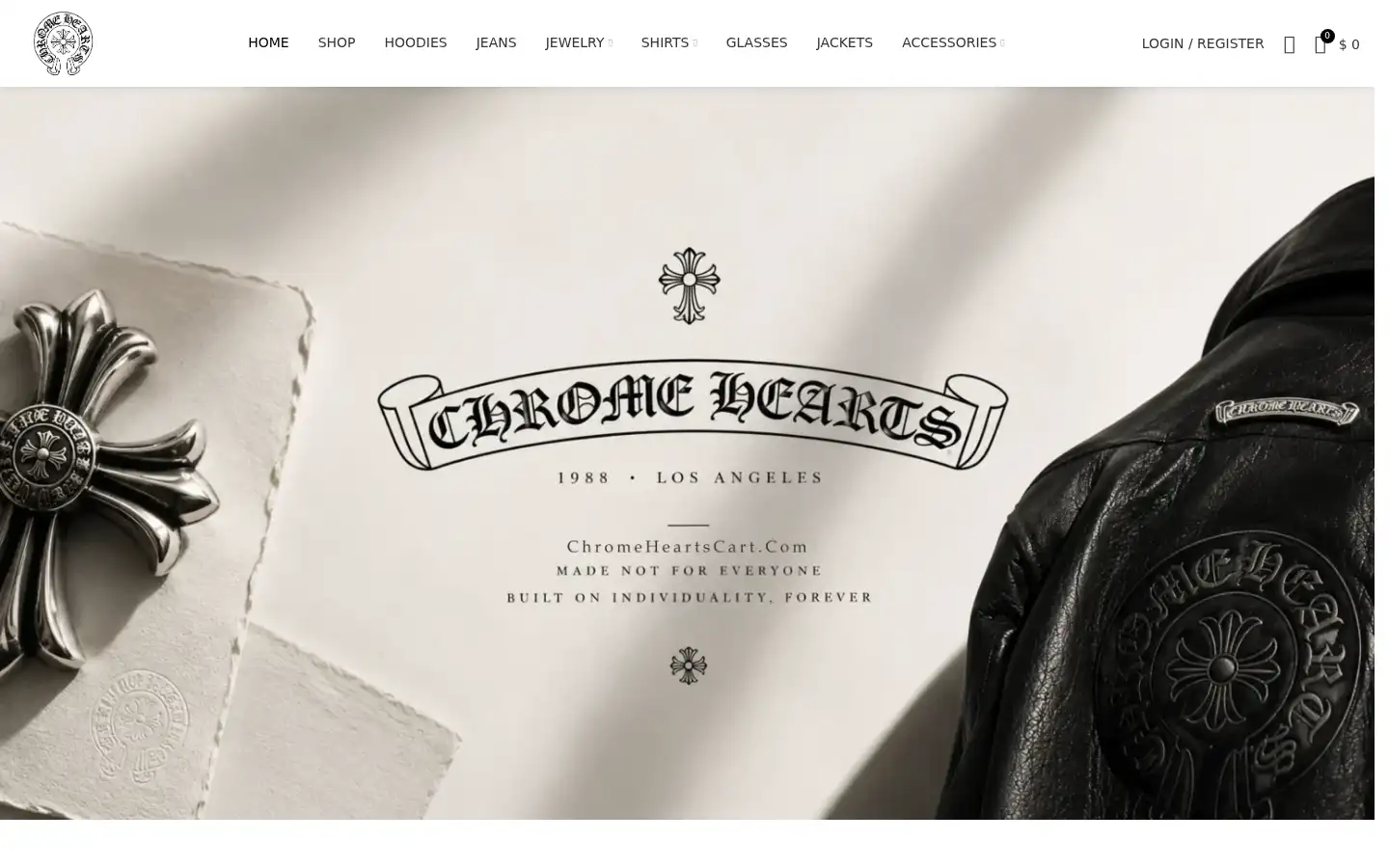 Screenshot of chromeheartscart.com