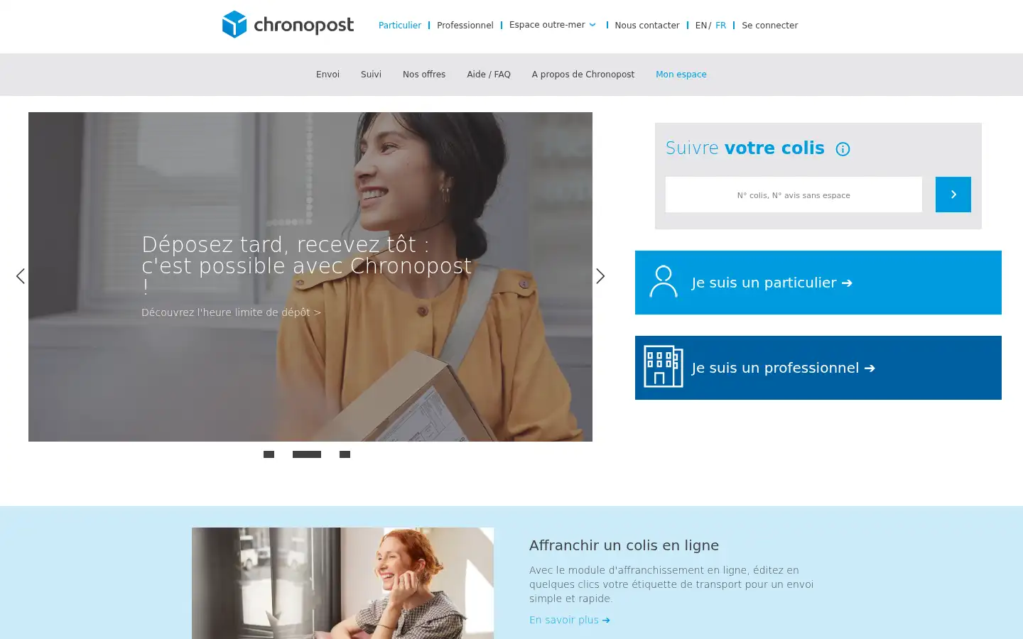 Screenshot of chronopost.fr