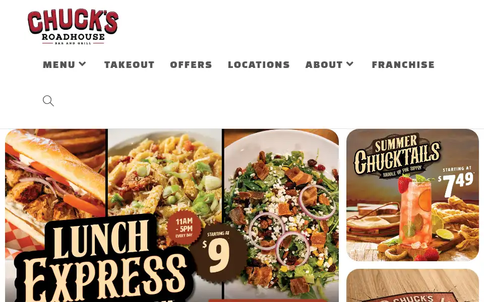Screenshot of chucksroadhouse.com