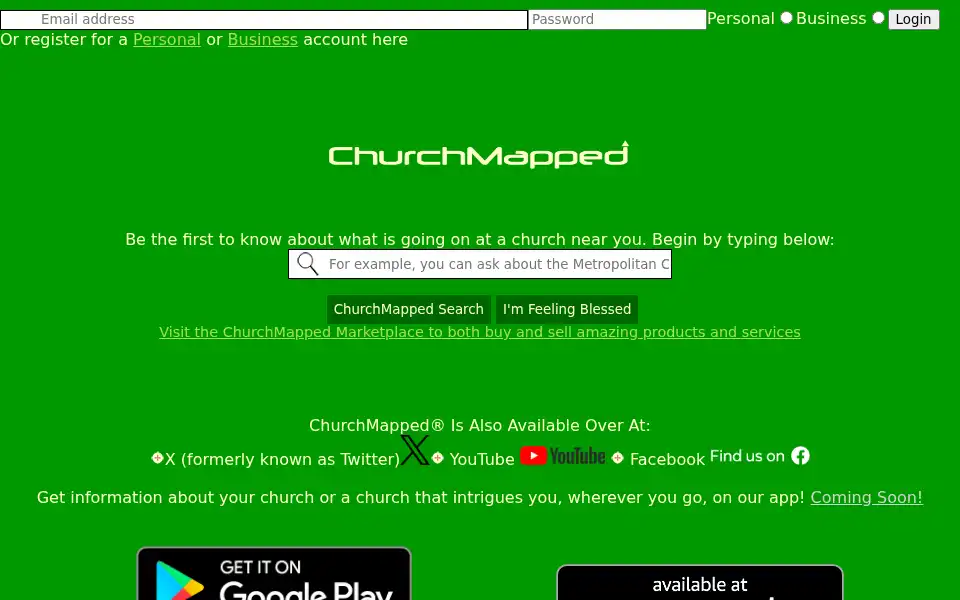 Screenshot of churchmapped.com