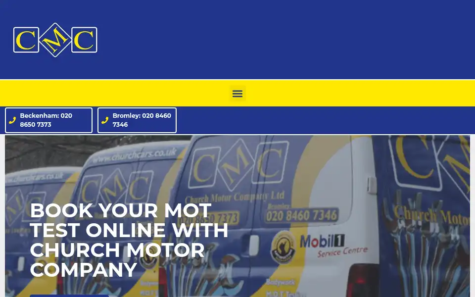 Screenshot of churchmotorcompany.co.uk