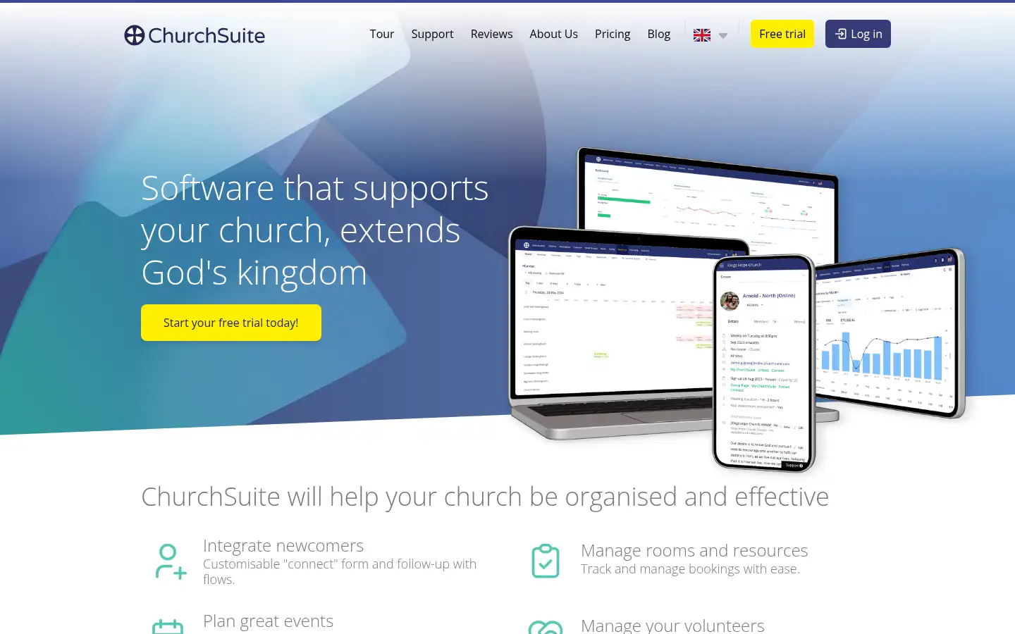 Screenshot of churchsuite.com