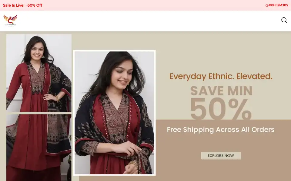 Screenshot of ciaofabrics.com