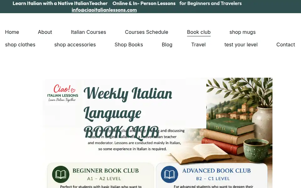 Screenshot of ciaoitalianlessons.com