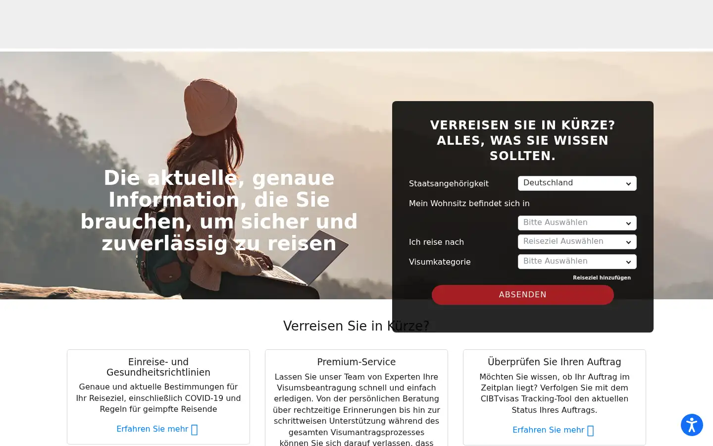Screenshot of cibtvisas.de