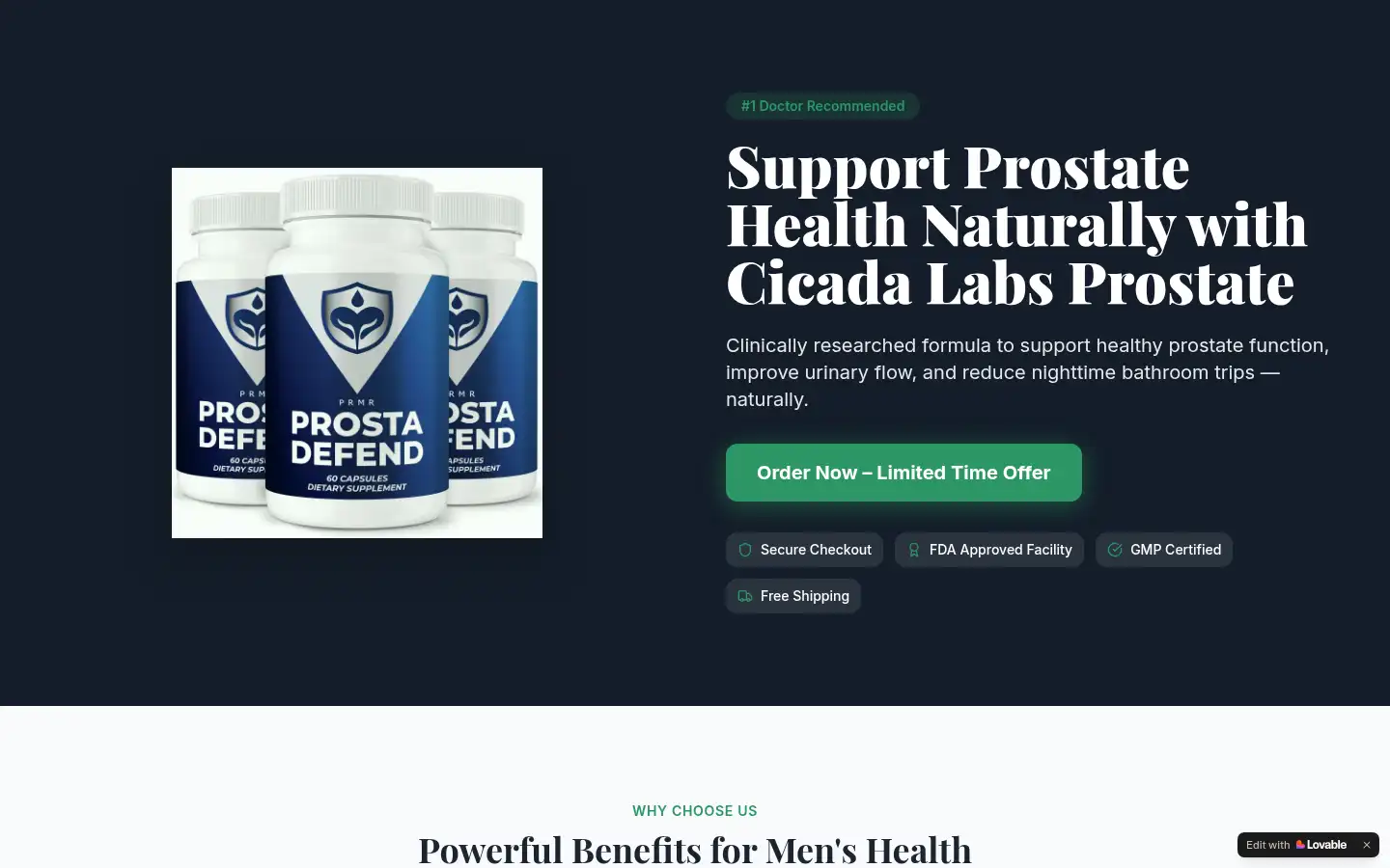 Screenshot of cicada-labs-pills.lovable.app