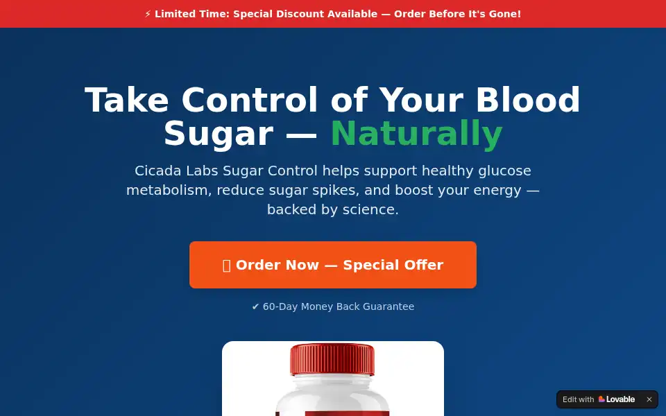 Screenshot of cicadalabs-sugarcontrol.lovable.app