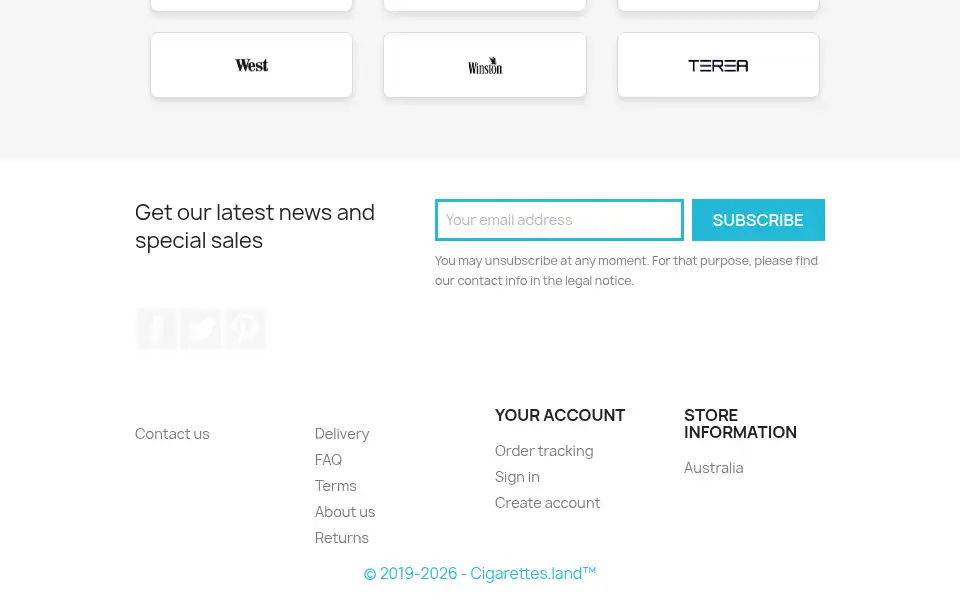 Screenshot of cigarettes.land