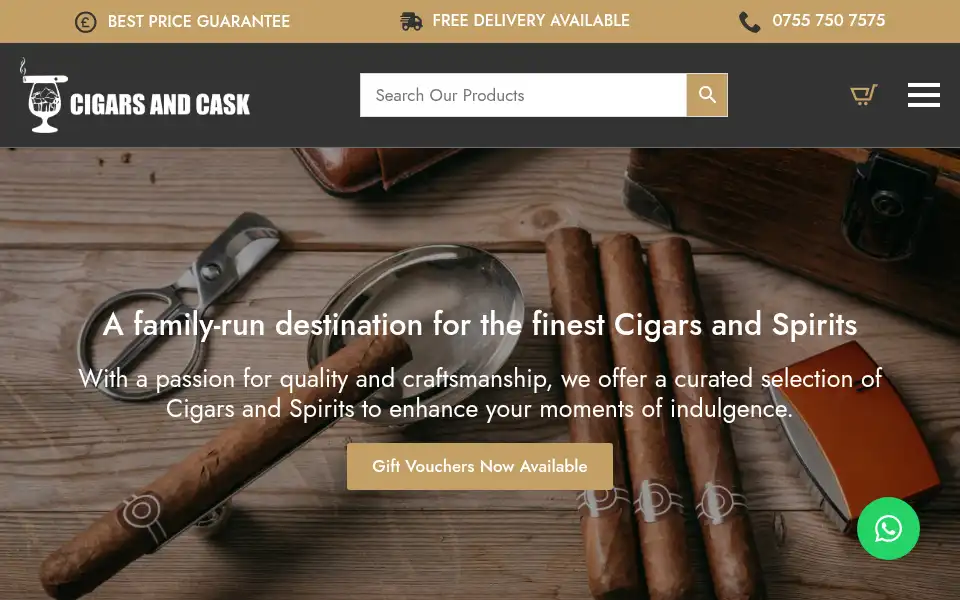 Screenshot of cigarsandcask.com
