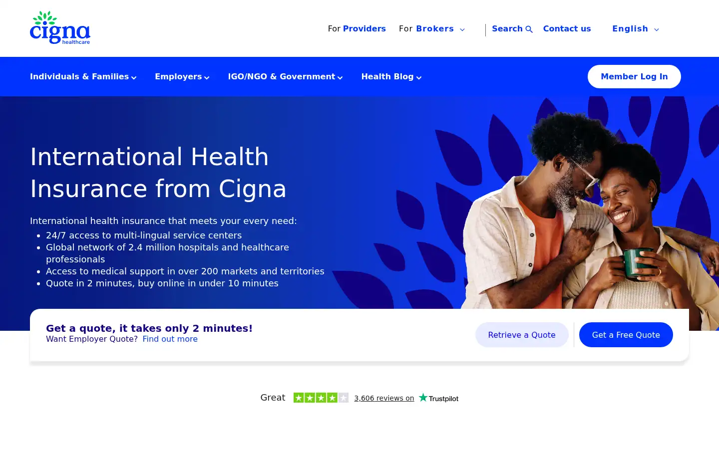 Screenshot of cignaglobal.com