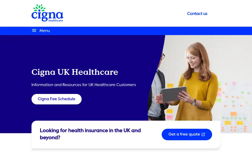 Screenshot of cignainsurance.co.uk