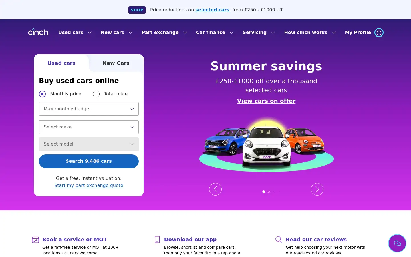Screenshot of cinch.co.uk