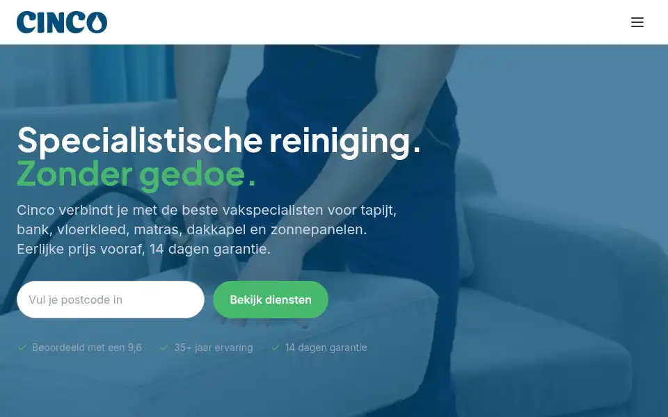 Screenshot of cincocleaning.com
