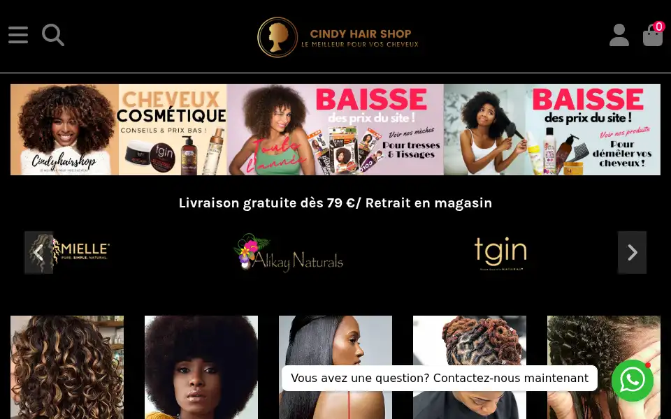 Screenshot of cindyhairshop.fr