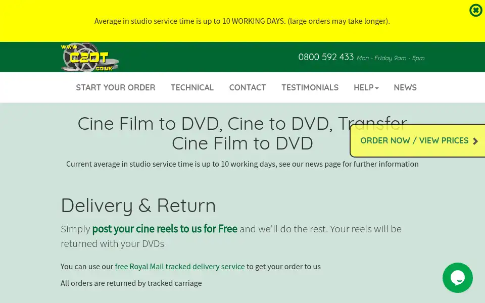 Screenshot of cine2dvdtransfers.co.uk