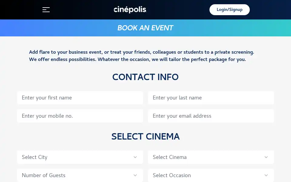 Screenshot of cinepolisindia.com