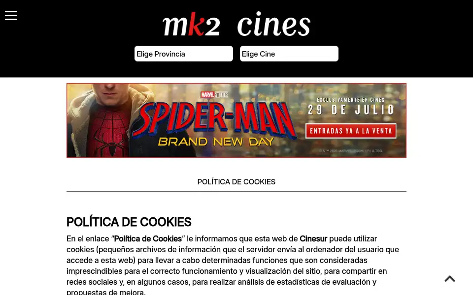Screenshot of cinesur.com