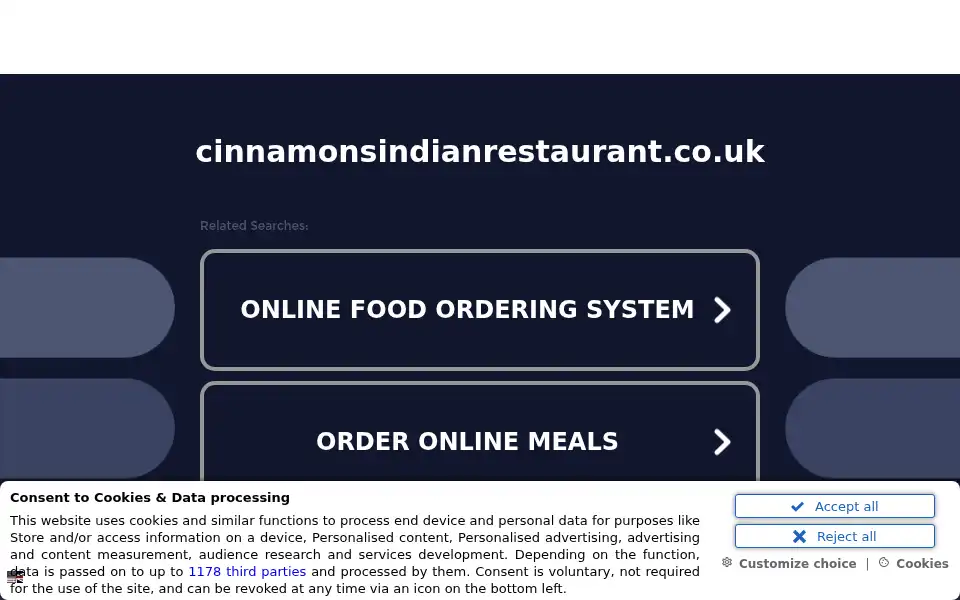 Screenshot of cinnamonsindianrestaurant.co.uk