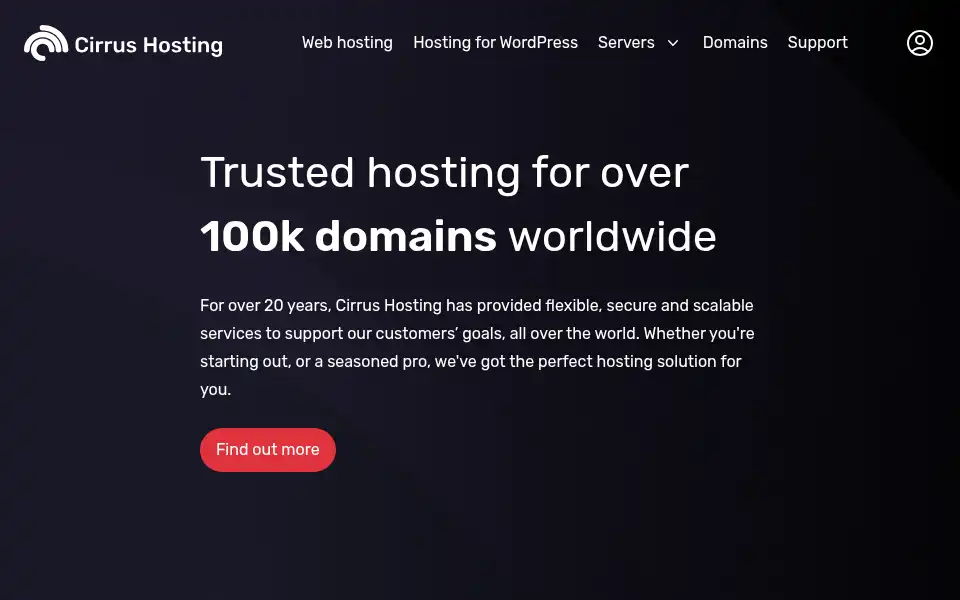 Screenshot of cirrushosting.com