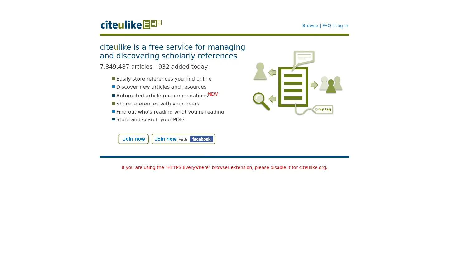 Screenshot of citeulike.org