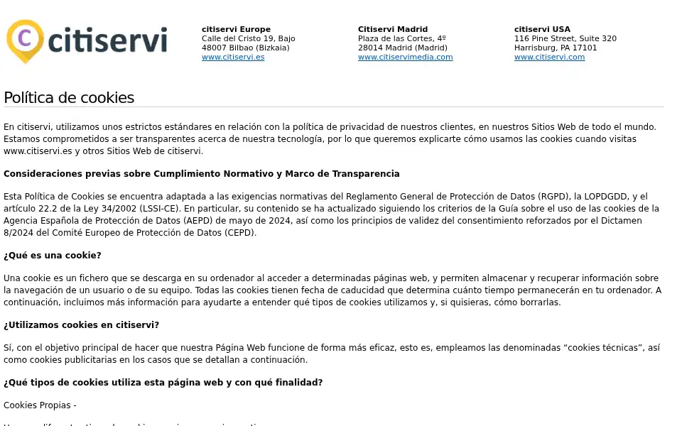 Screenshot of citiservi.es