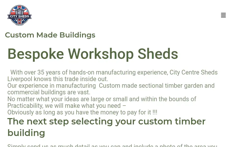 Screenshot of citycentresheds.co.uk