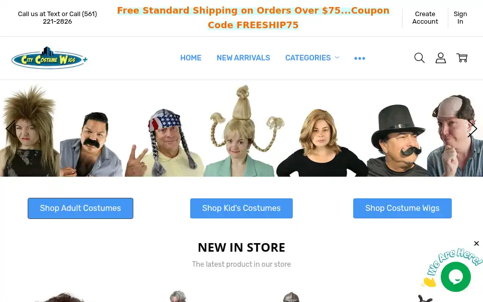 Screenshot of citycostumewigs.com