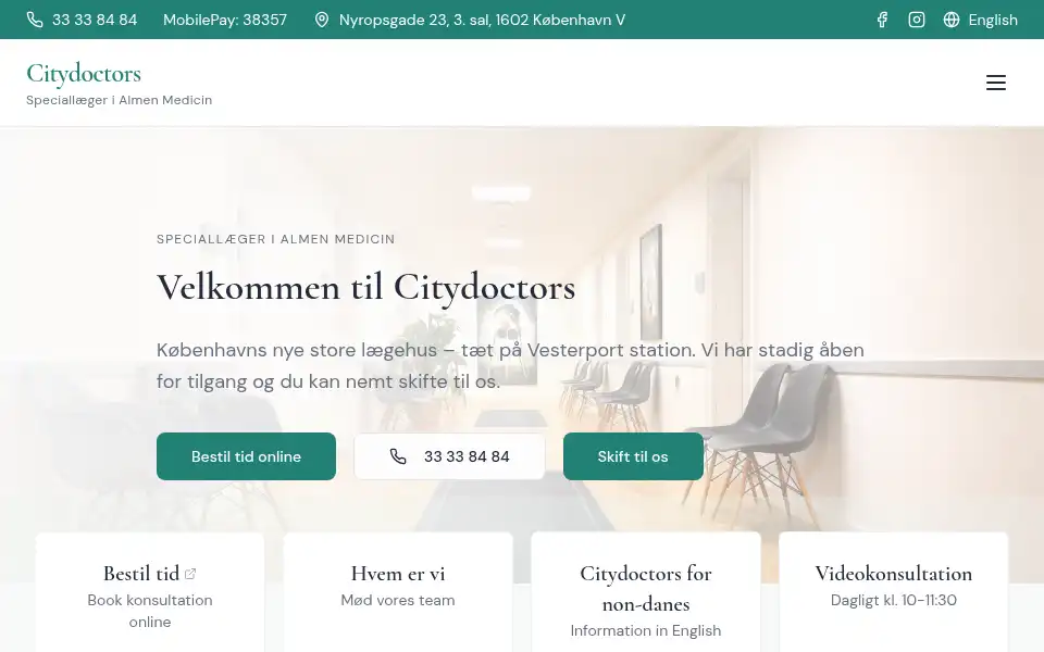 Screenshot of citydoctors.dk