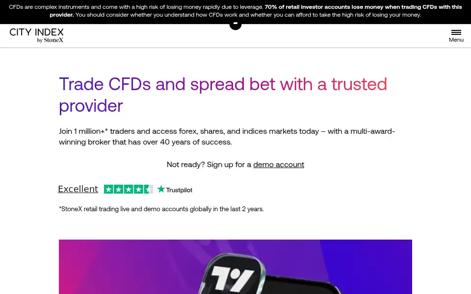 Screenshot of cityindex.com