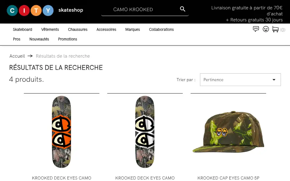 Screenshot of cityskateshop.com