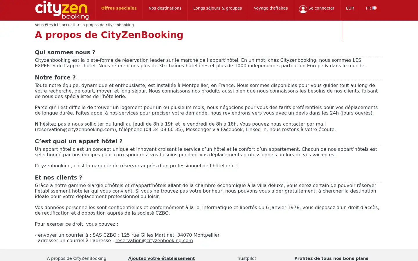 Screenshot of cityzenbooking.com