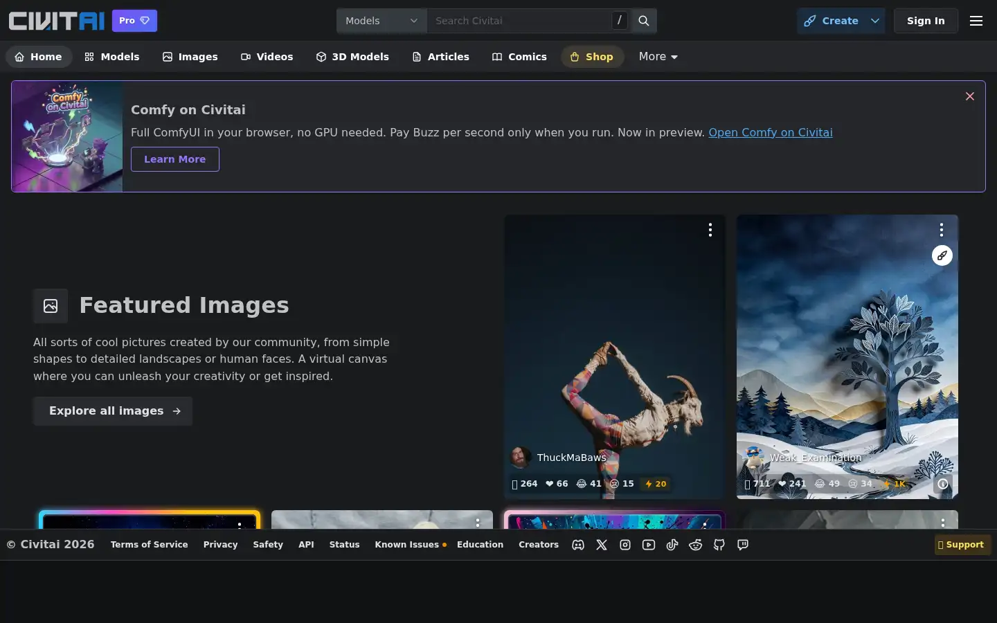 Screenshot of civitai.com
