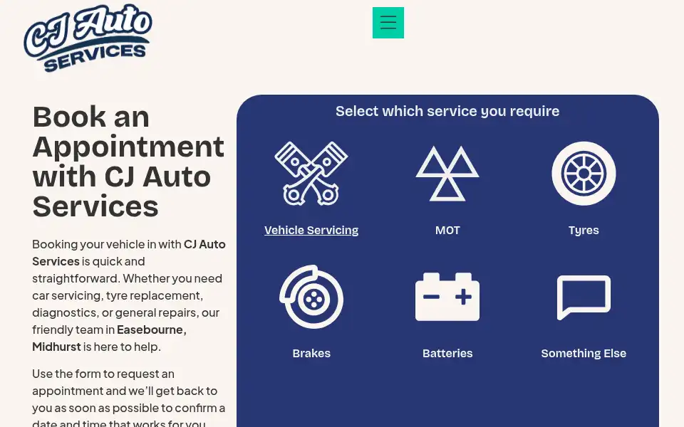 Screenshot of cj-autoservices.co.uk