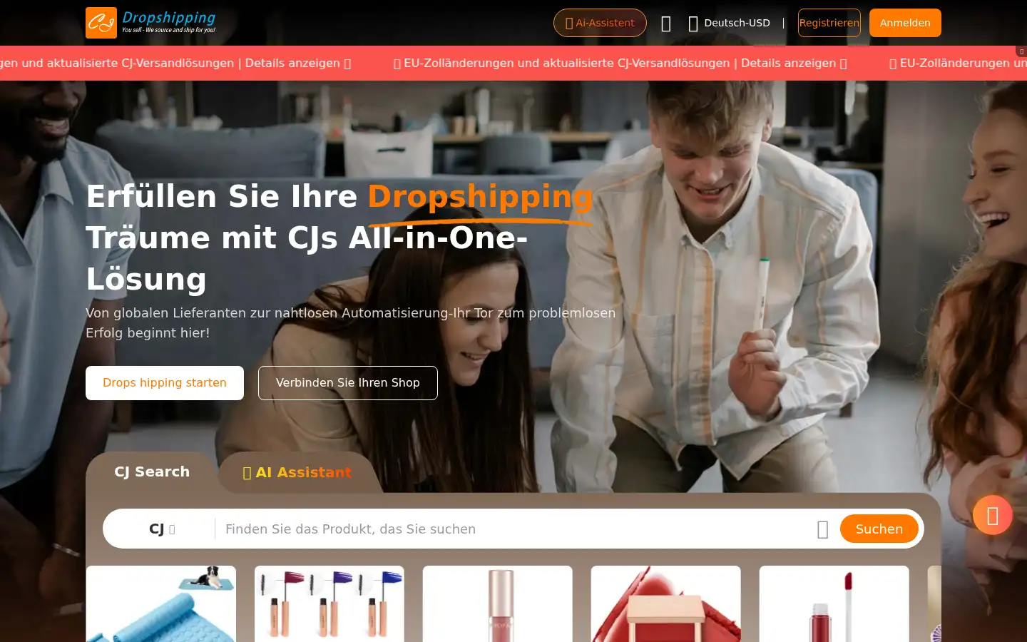 Screenshot of cjdropshipping.com
