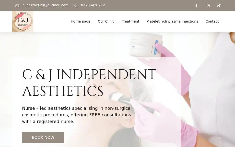 Screenshot of cjindependentaesthetics.co.uk