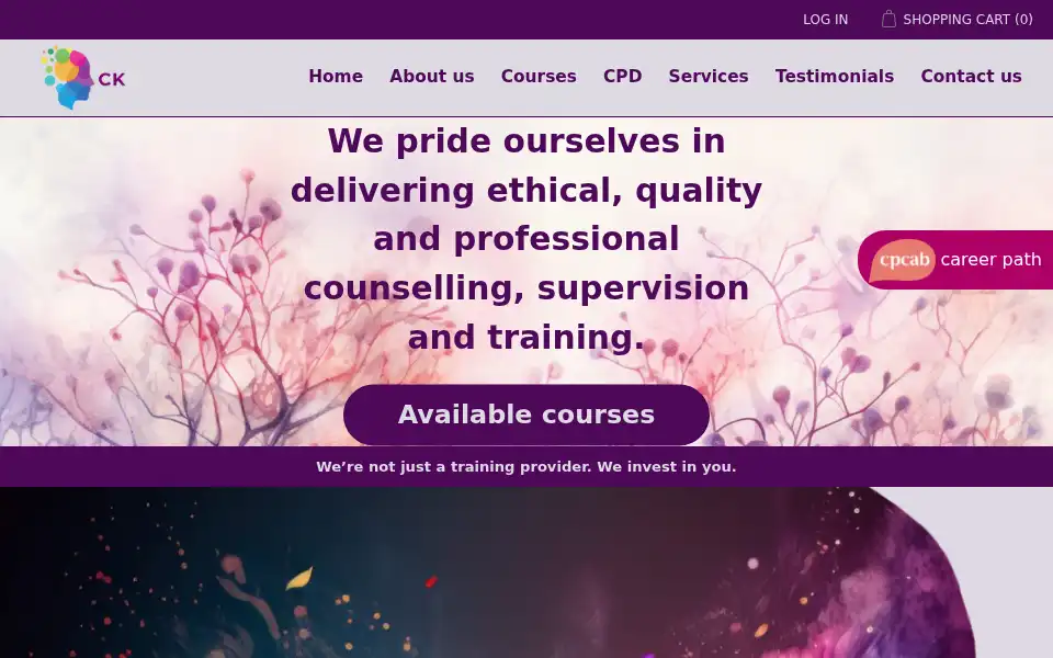 Screenshot of ckcounsellingandtrainingservices.co.uk