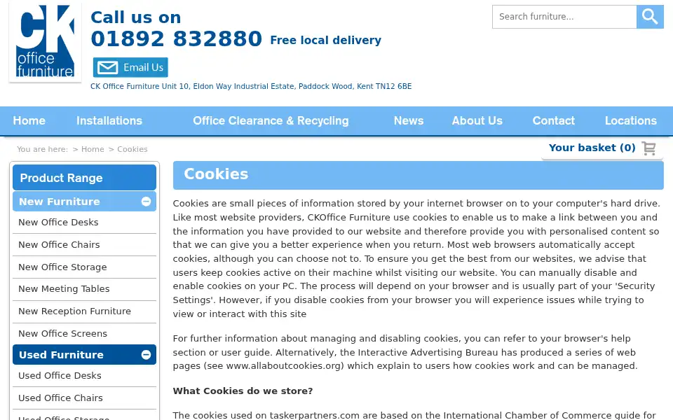 Screenshot of ckofficefurniture.co.uk