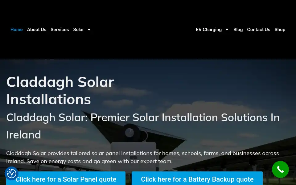 Screenshot of claddaghsolar.ie