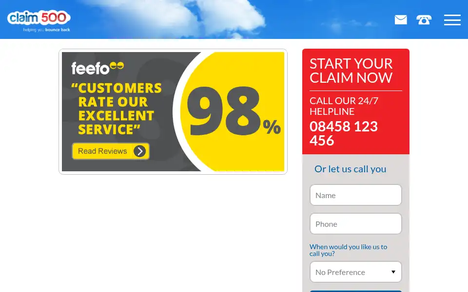Screenshot of claim500.co.uk