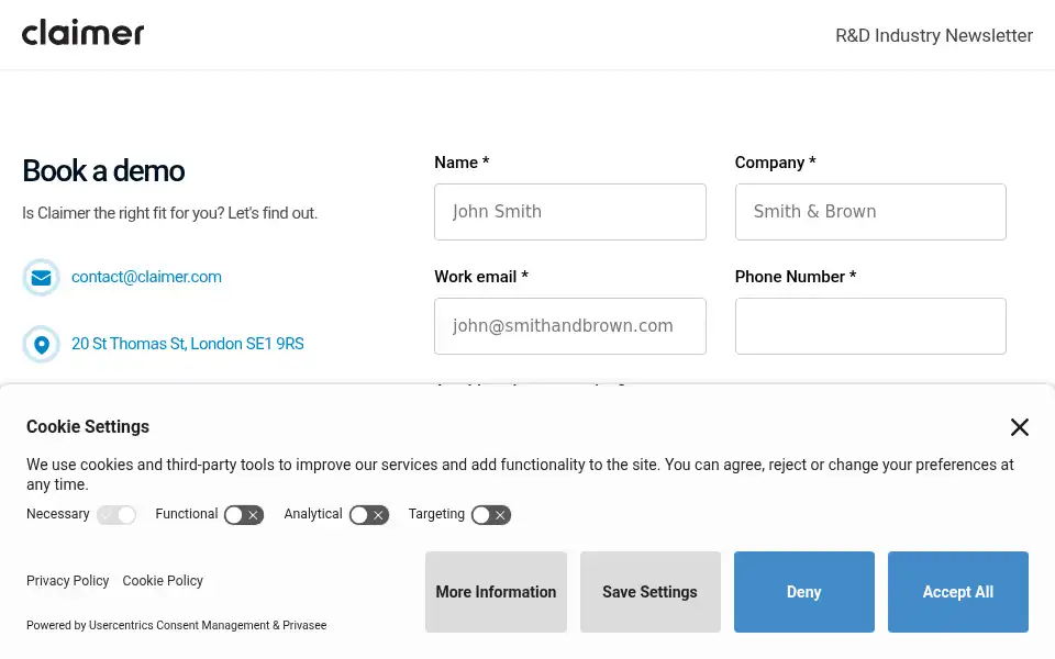 Screenshot of claimer.com