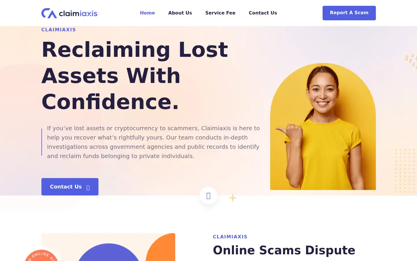 Screenshot of claimiaxis.com