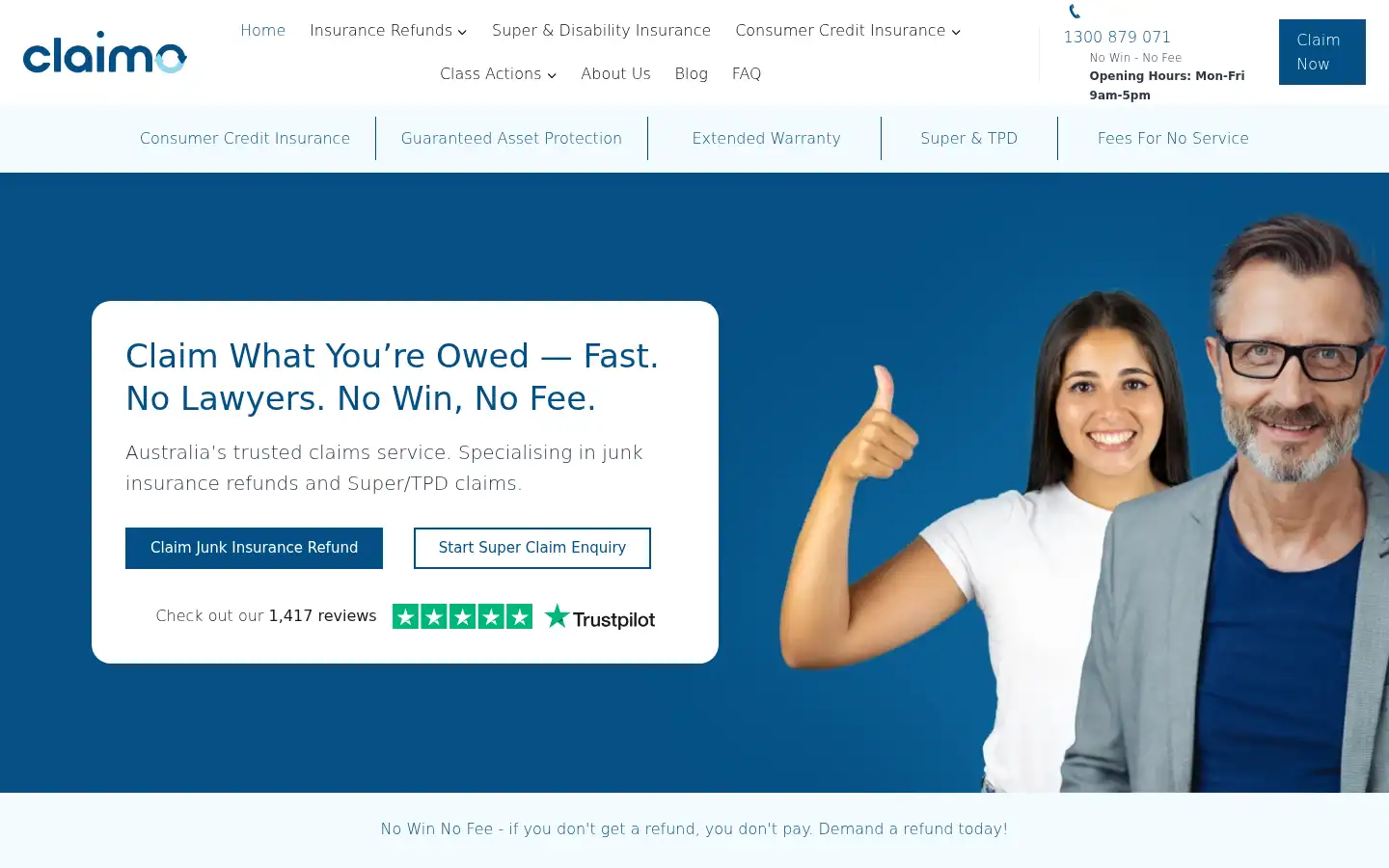 Screenshot of claimo.com.au