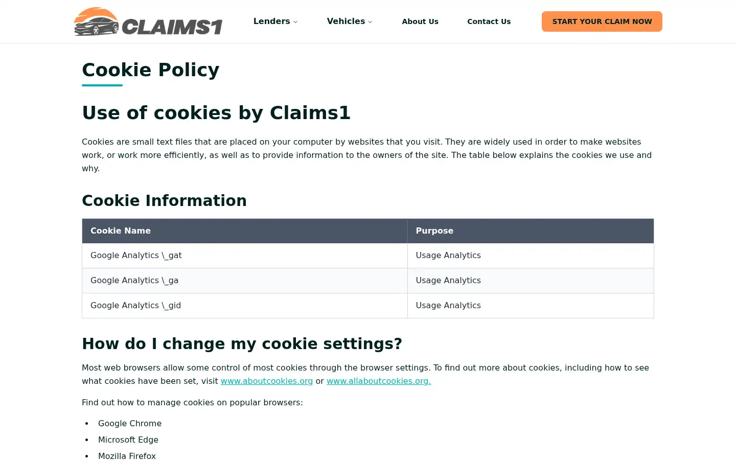 Screenshot of claims1.co.uk