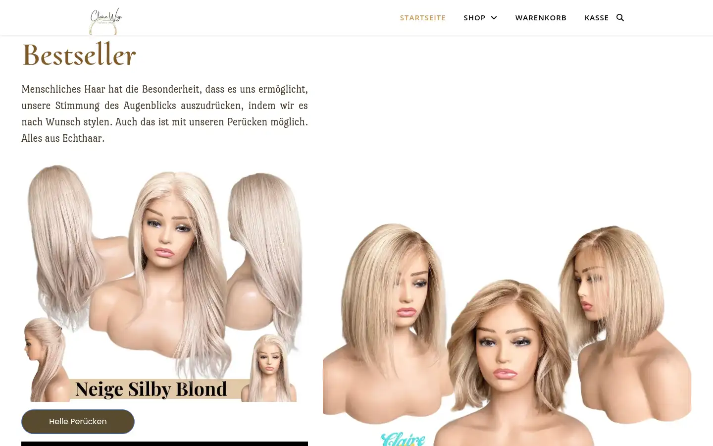 Screenshot of clairewigs.com