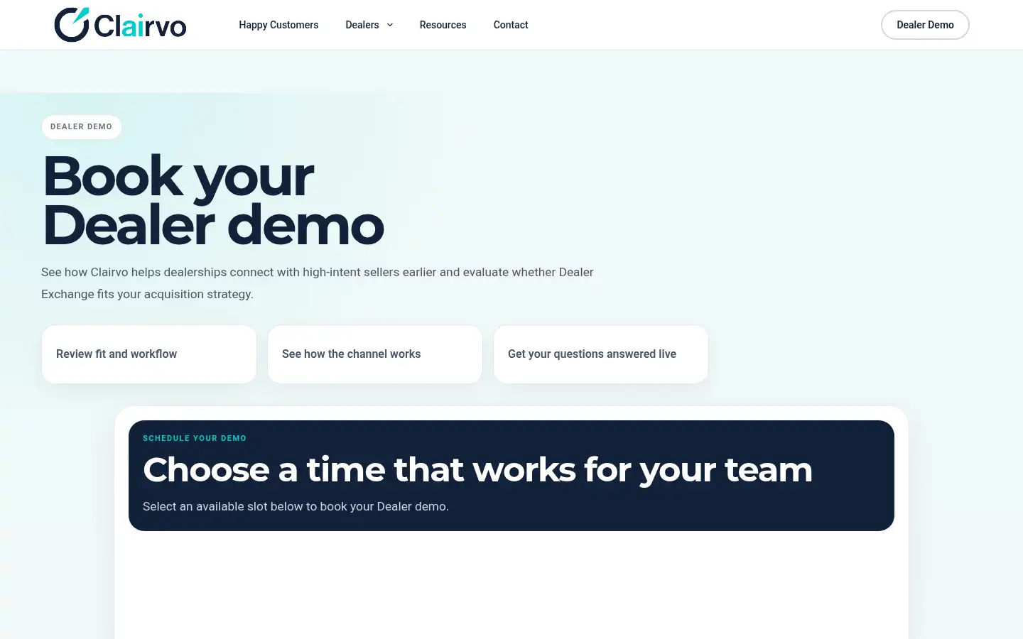 Screenshot of clairvocars.com
