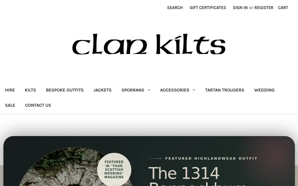 Screenshot of clankilts.co.uk