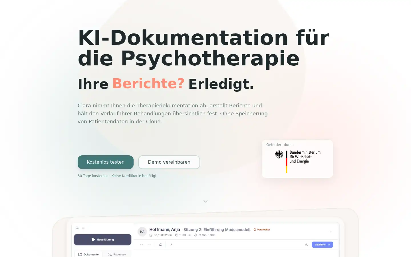 Screenshot of clarahealth.de