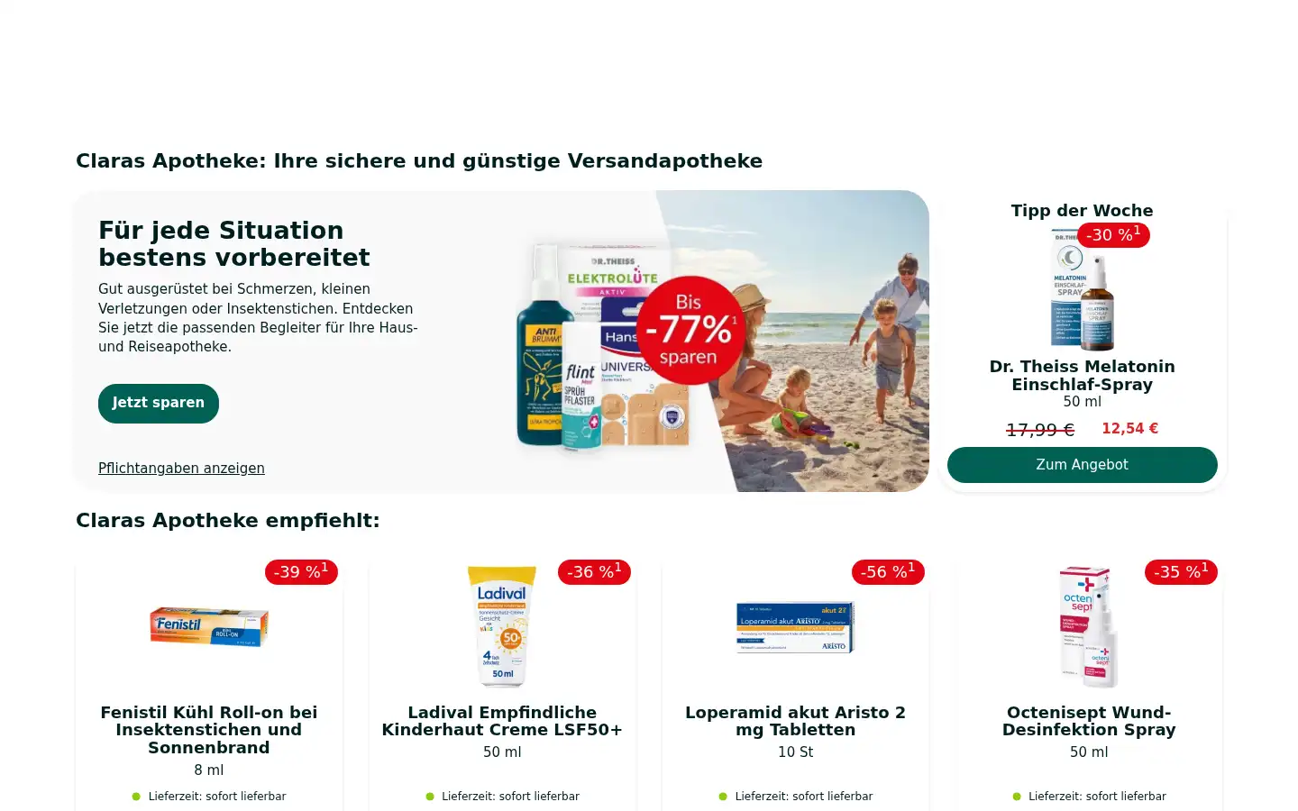 Screenshot of claras-apotheke.de
